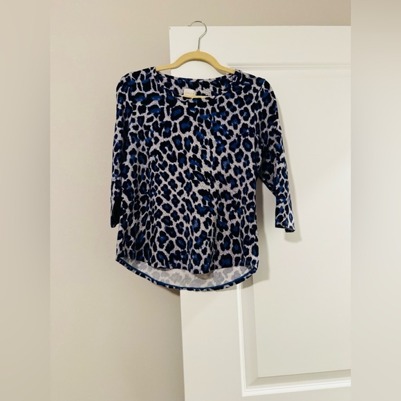 Chico's Black and Blue Animal Print Blouse - Picture 2 of 7